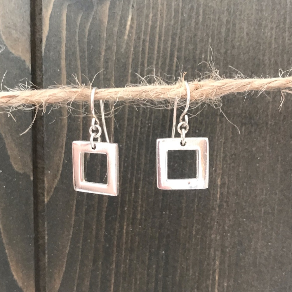 925 Sterling Silver Square Earrings